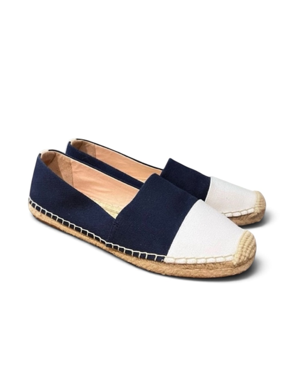 J Crew Women's Navy and White Canvas Espadrilles size 8.5